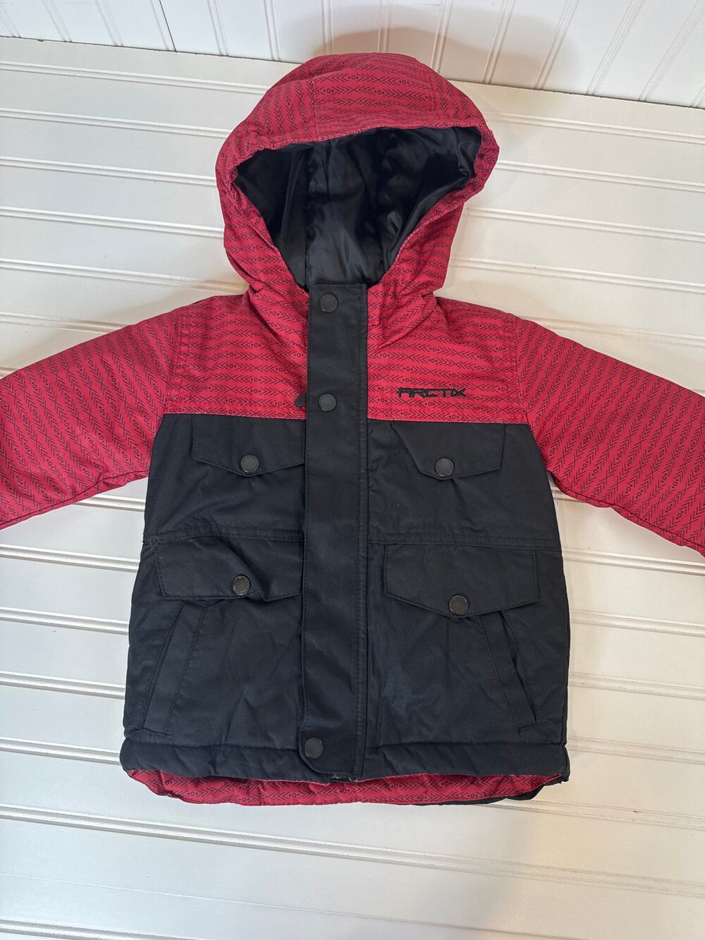 Arctix Slalom Insulated Winter Jacket Hooded Red & Black Outdoor Boys Size 2T